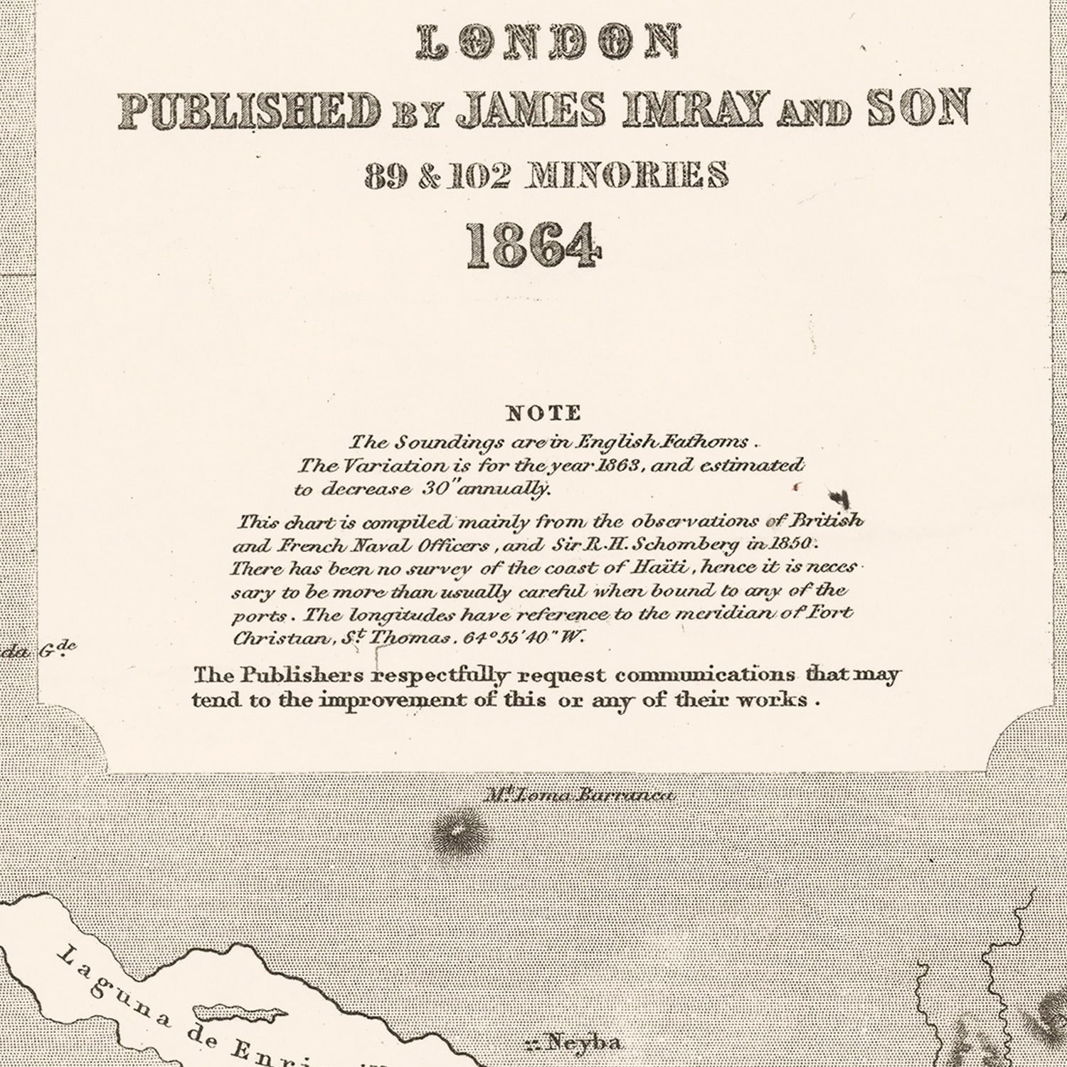 Vintage Map of Haiti 1864