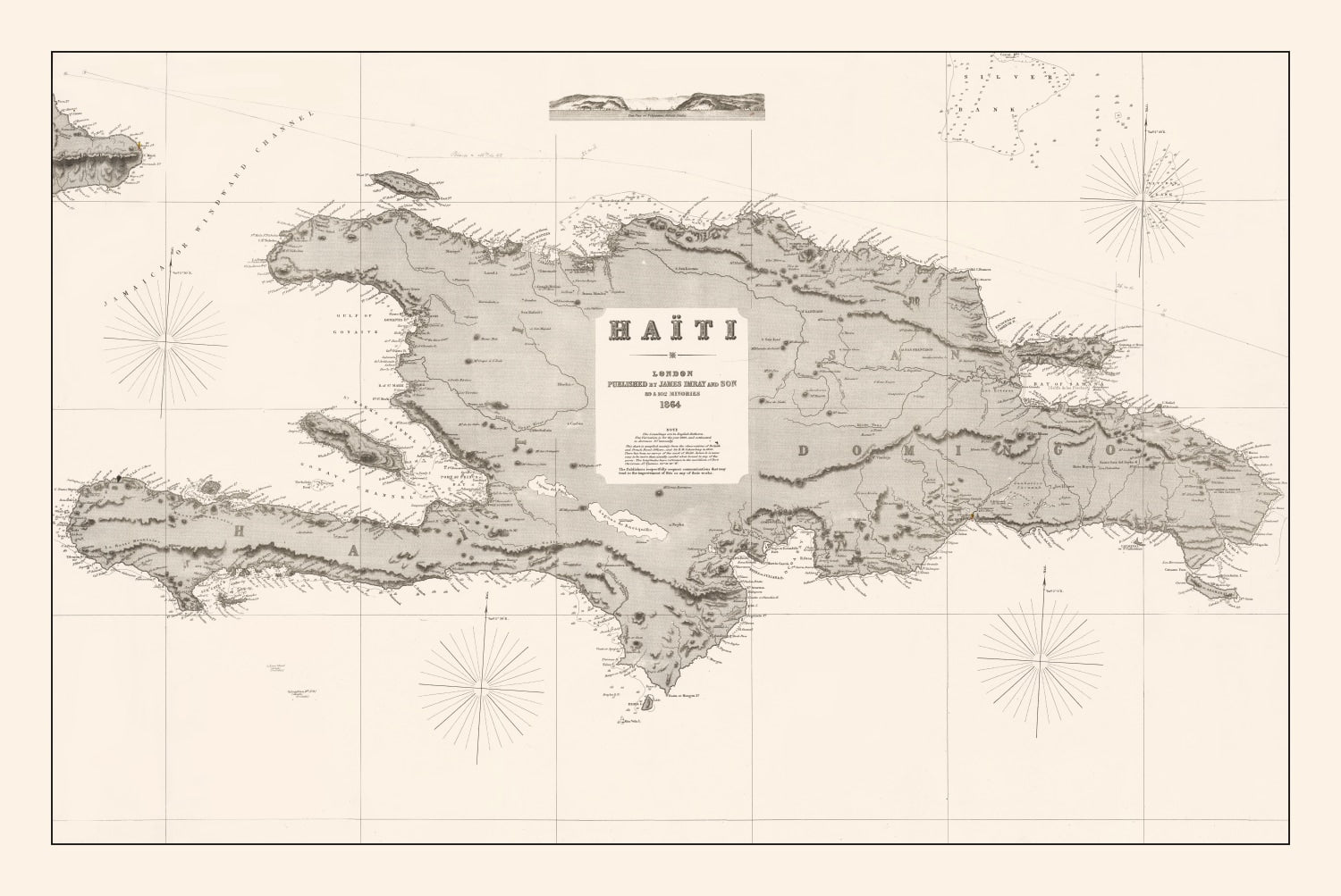 Vintage Map of Haiti 1864