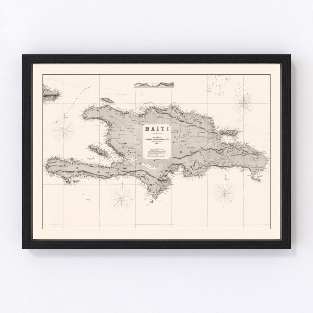 Vintage Map of Haiti 1864