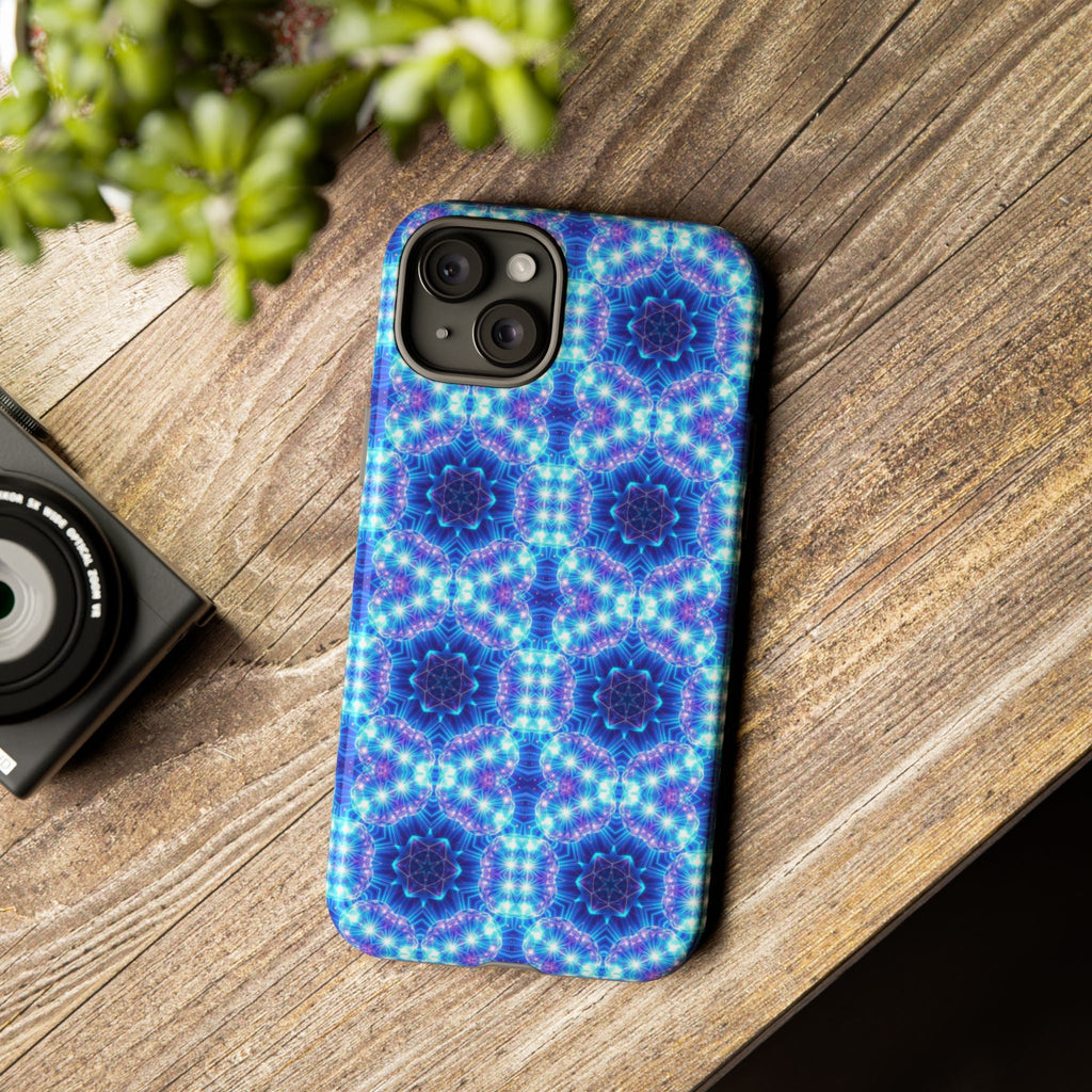 Blue Mandalas with Neon Lights Tough Phone Cases