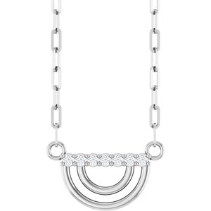 14K White Gold .05 CTW Natural Diamond Arch 18" Necklace