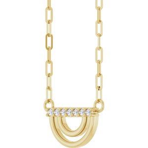 14K Yellow Gold .05 CTW Natural Diamond Arch 18" Necklace