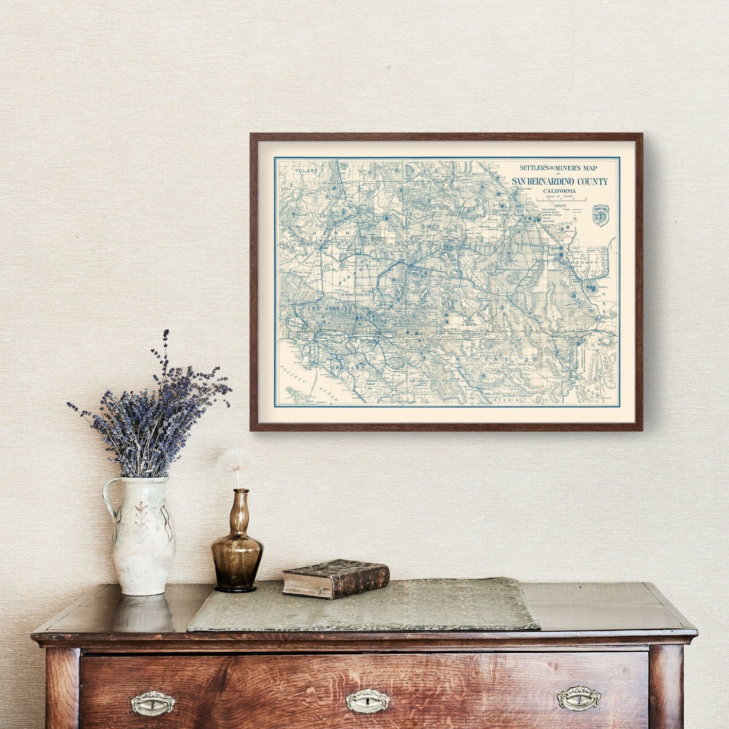 Vintage Map of San Bernardino County, California 1932
