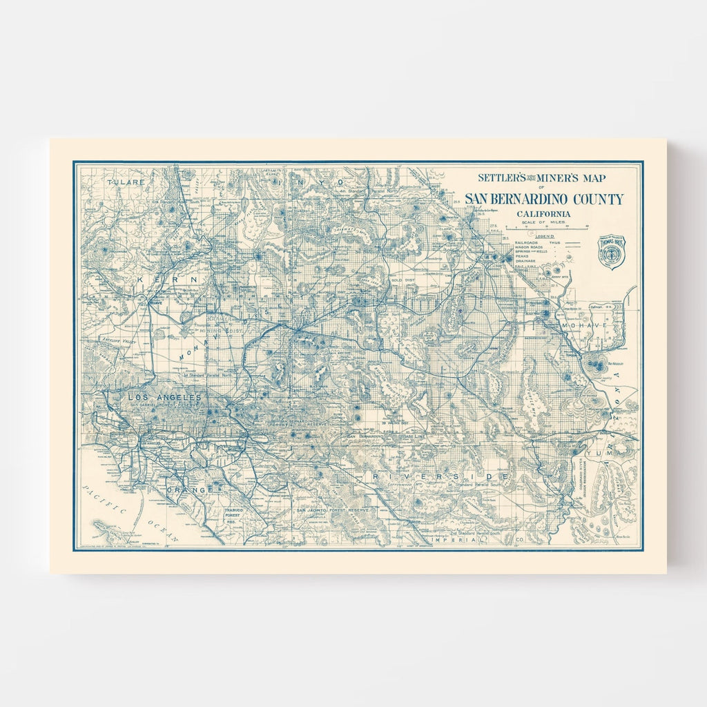 Vintage Map of San Bernardino County, California 1932