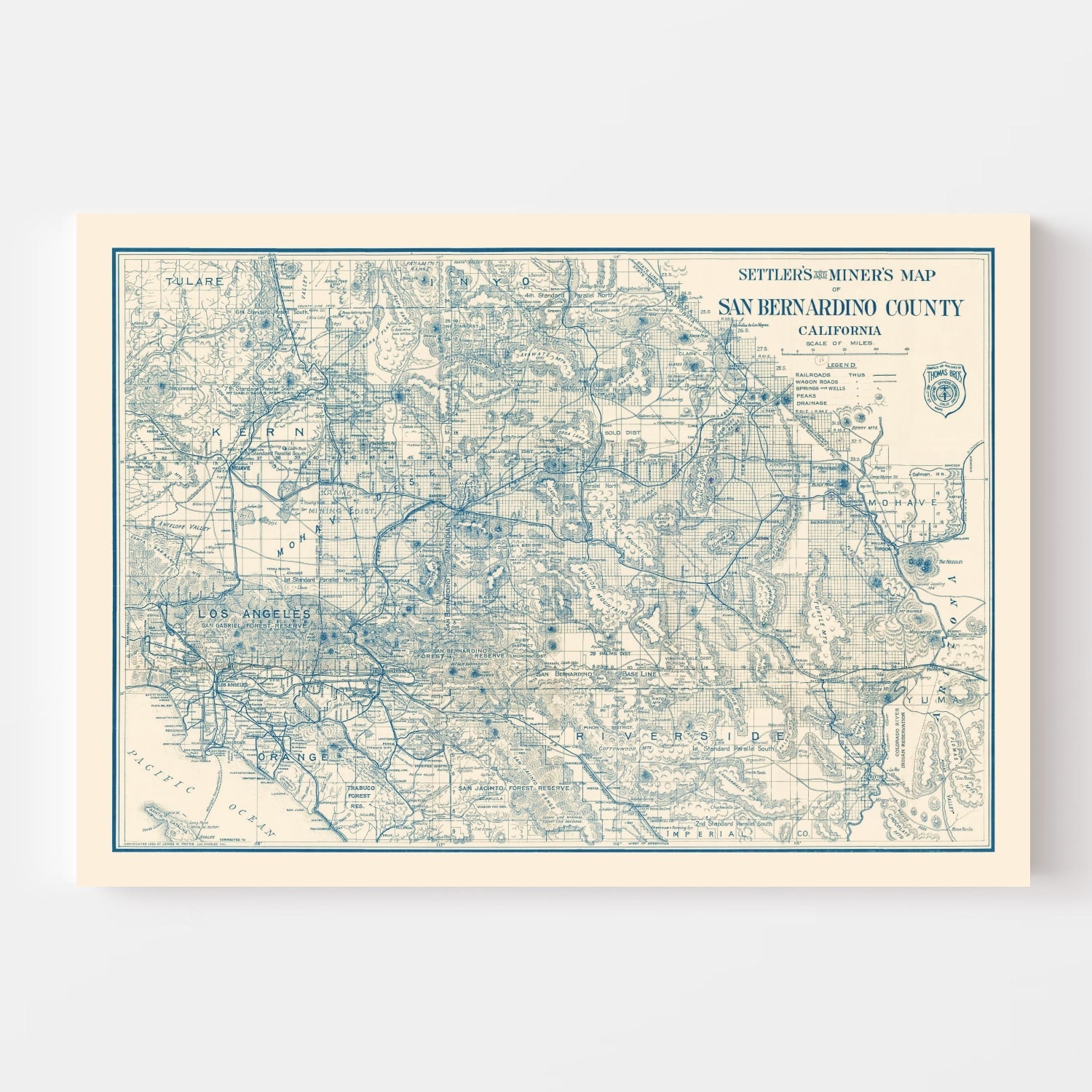 Vintage Map of San Bernardino County, California 1932