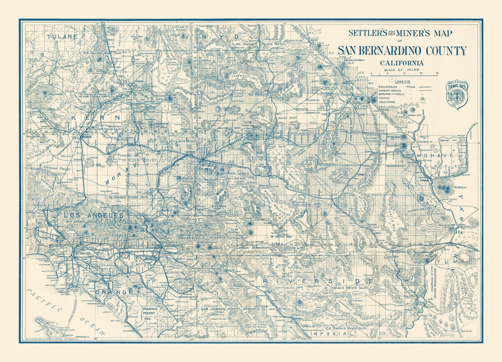 Vintage Map of San Bernardino County, California 1932