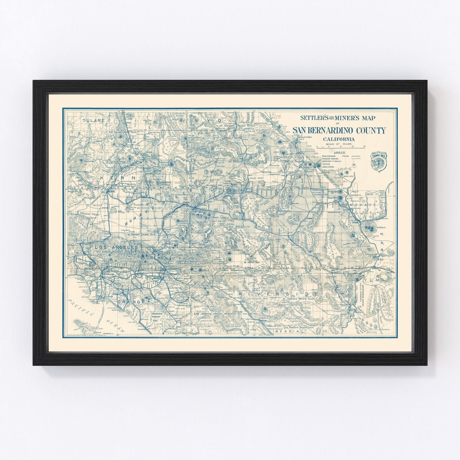 Vintage Map of San Bernardino County, California 1932