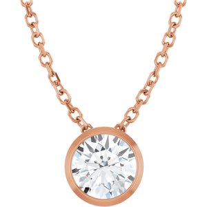 14K Rose Gold 1/2 CT Natural Diamond Bezel-Set 16-18" Necklace