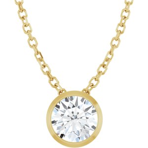 14K Yellow Gold 1/2 CT Lab-Grown Diamond Bezel-Set 16-18" Necklace