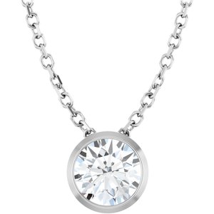 14K White Gold 1/2 CT Lab-Grown Diamond Bezel-Set 16-18" Necklace
