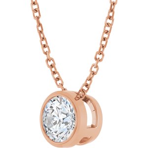 14K Rose Gold 1/2 CT Lab-Grown Diamond Bezel-Set 16-18" Necklace