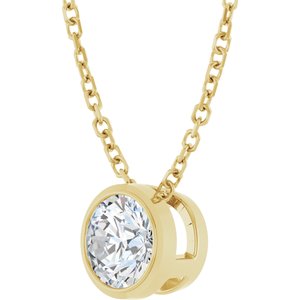 14K Yellow Gold 1/2 CT Natural Diamond Bezel-Set 16-18" Necklace
