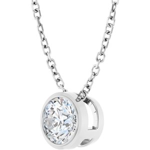 Sterling Silver 1/2 CT Natural Diamond Bezel-Set 16-18" Necklace