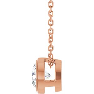 14K Rose Gold 1/2 CT Lab-Grown Diamond Bezel-Set 16-18" Necklace