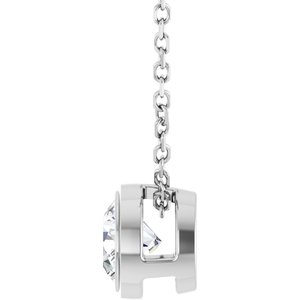 Platinum 1/2 CT Natural Diamond Bezel-Set 16-18" Necklace