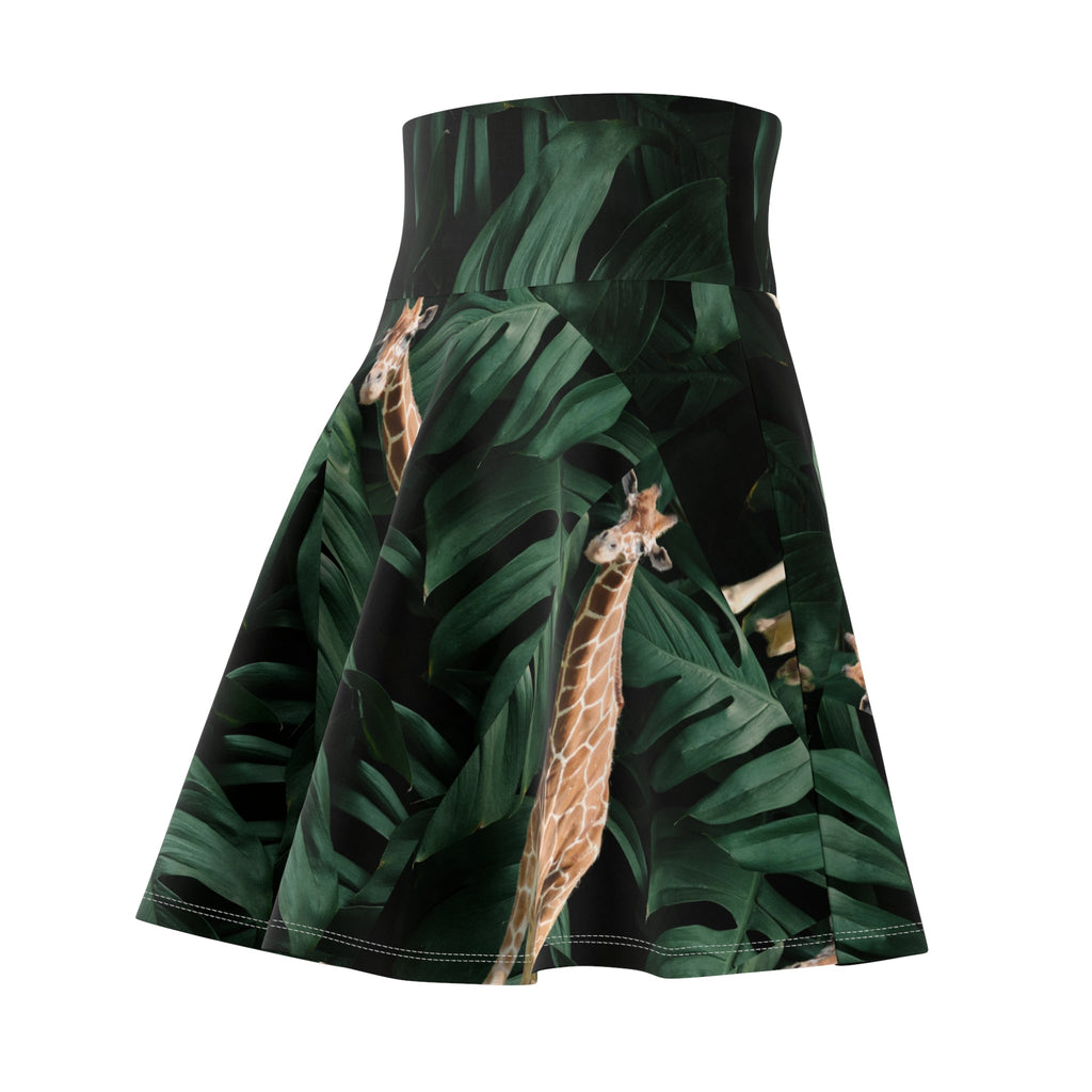 Giraffe Print Women's Skater Skirt, Tropical Skirt, Boho Fashion, Summer Outfit, Eco-Style, Nature Lover Gift