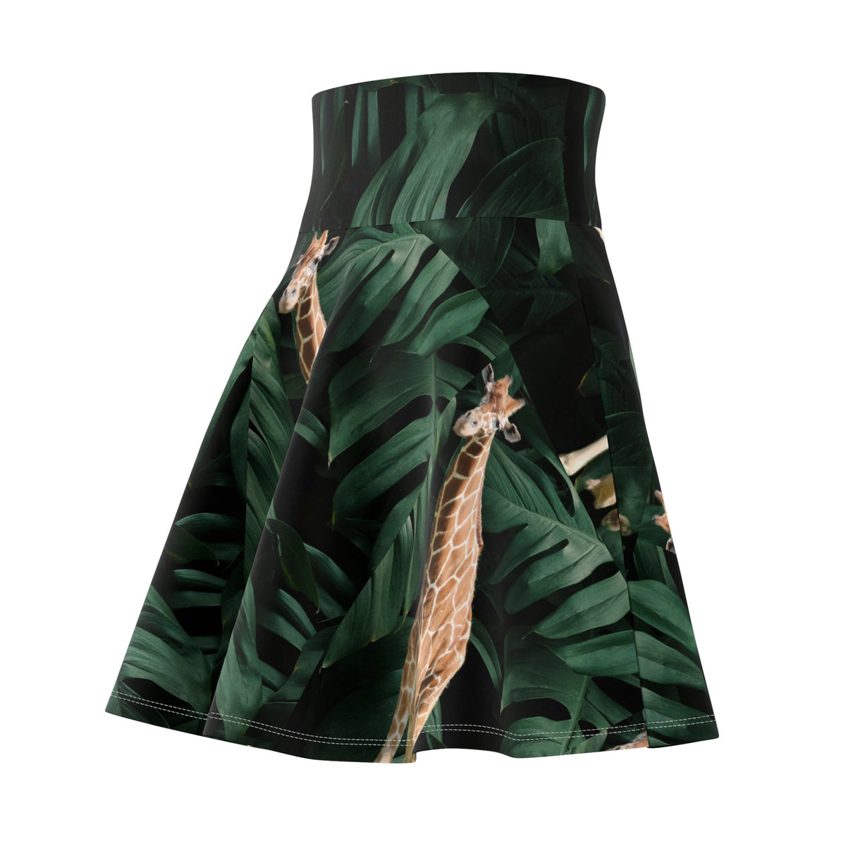Giraffe Print Women's Skater Skirt, Tropical Skirt, Boho Fashion, Summer Outfit, Eco-Style, Nature Lover Gift