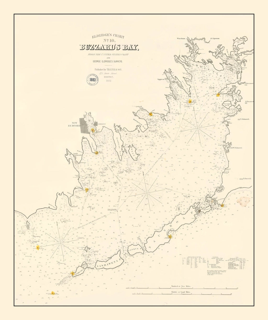 Vintage Buzzard Bay, MA Map 1882