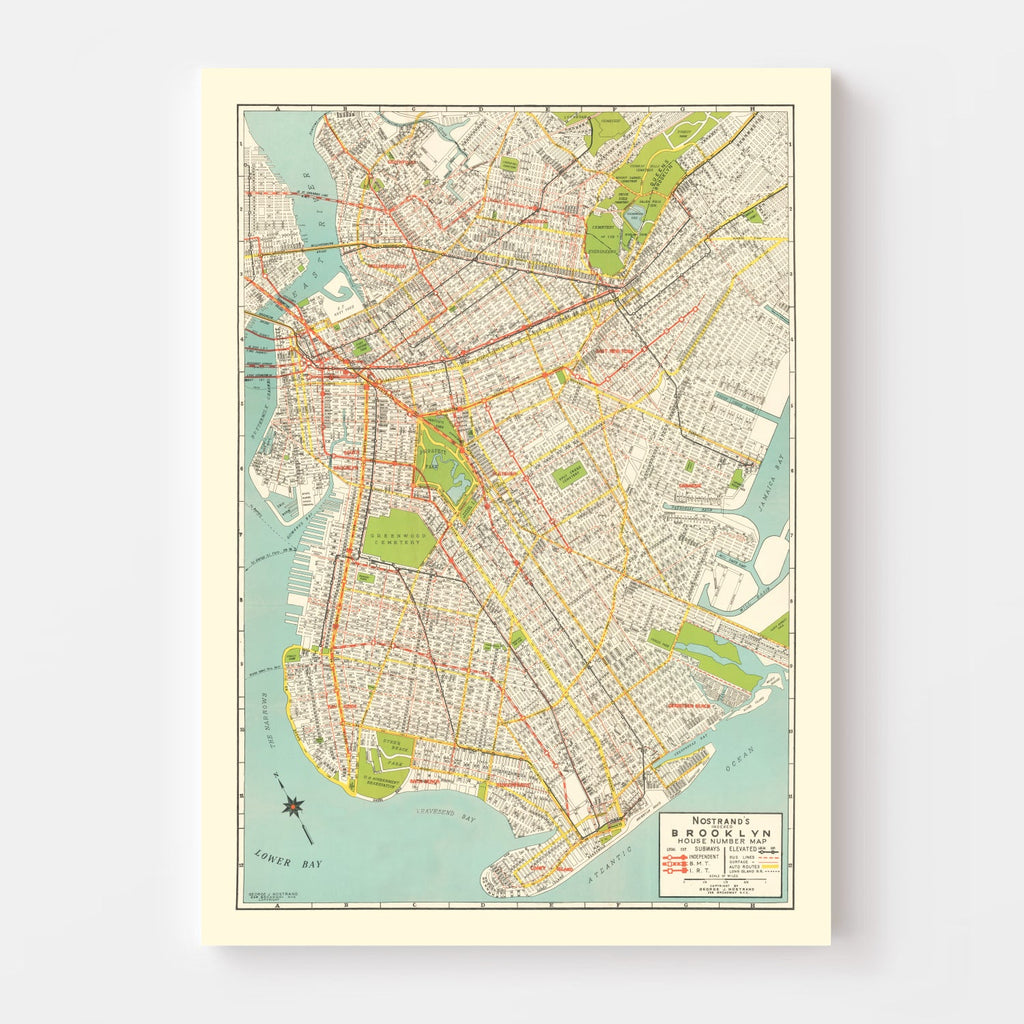 Vintage Map of Brooklyn, New York 1934
