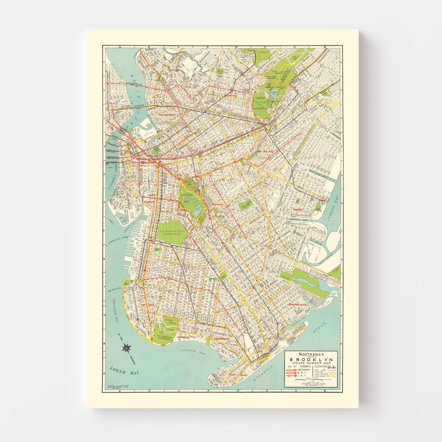Vintage Map of Brooklyn, New York 1934