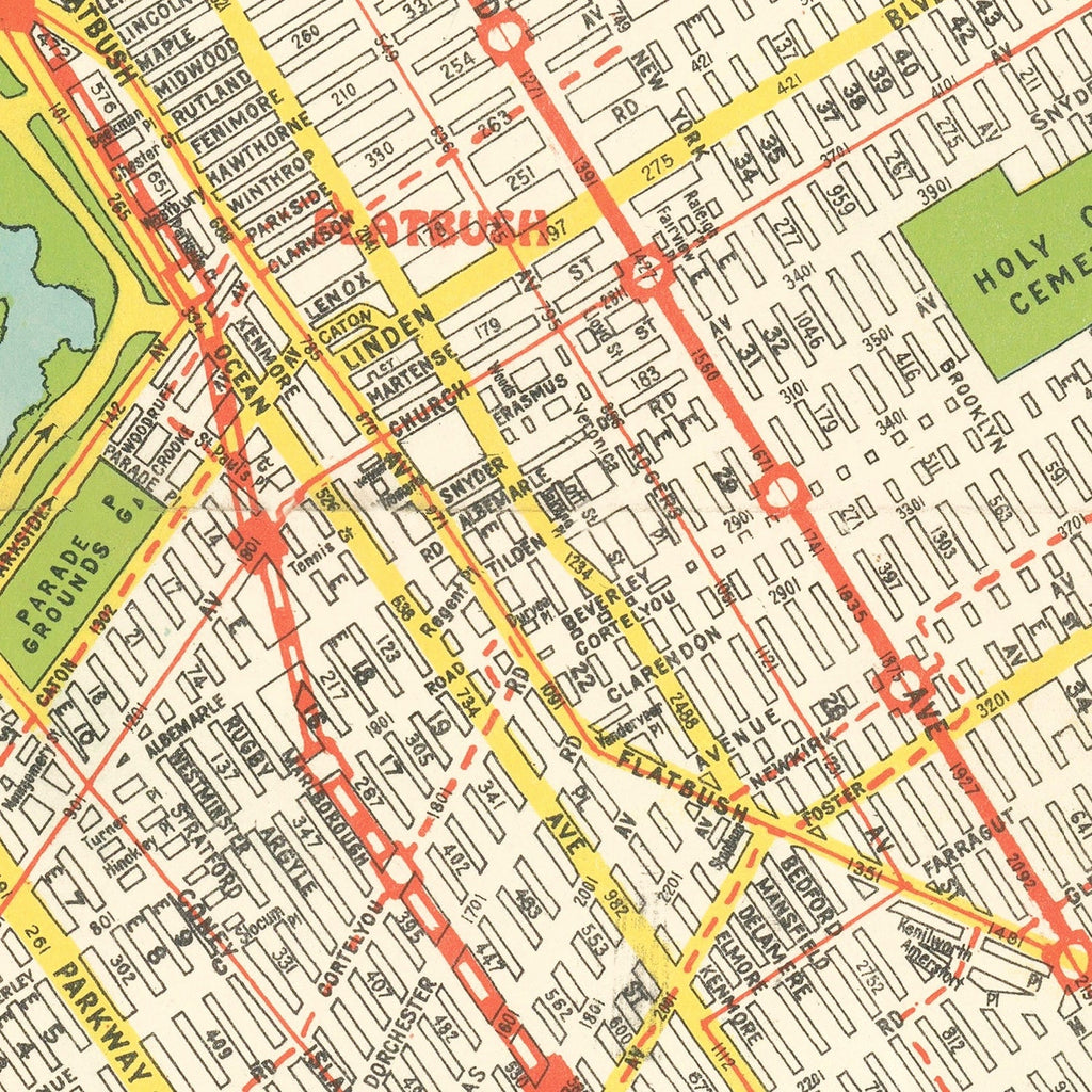 Vintage Map of Brooklyn, New York 1934