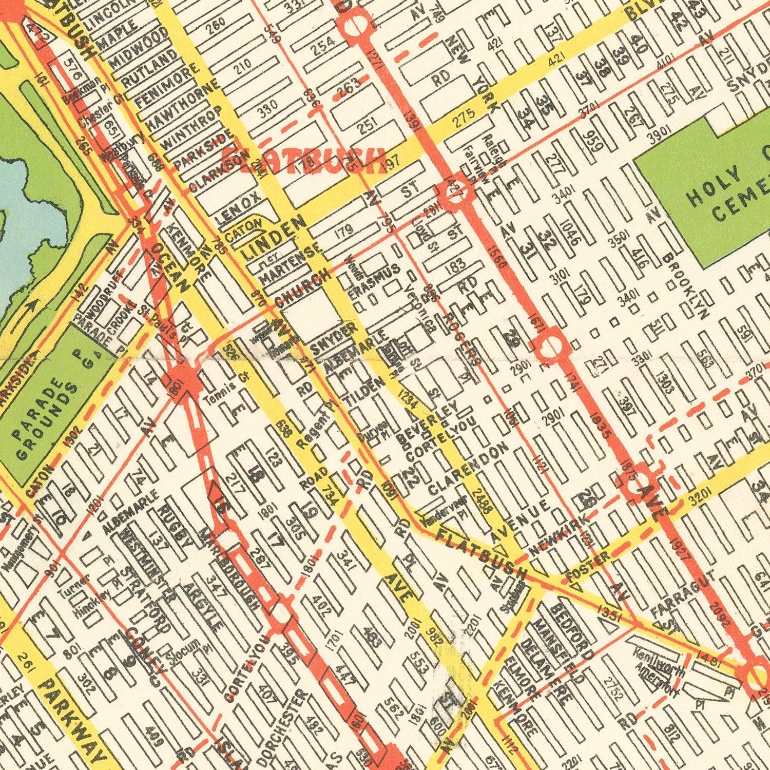 Vintage Map of Brooklyn, New York 1934