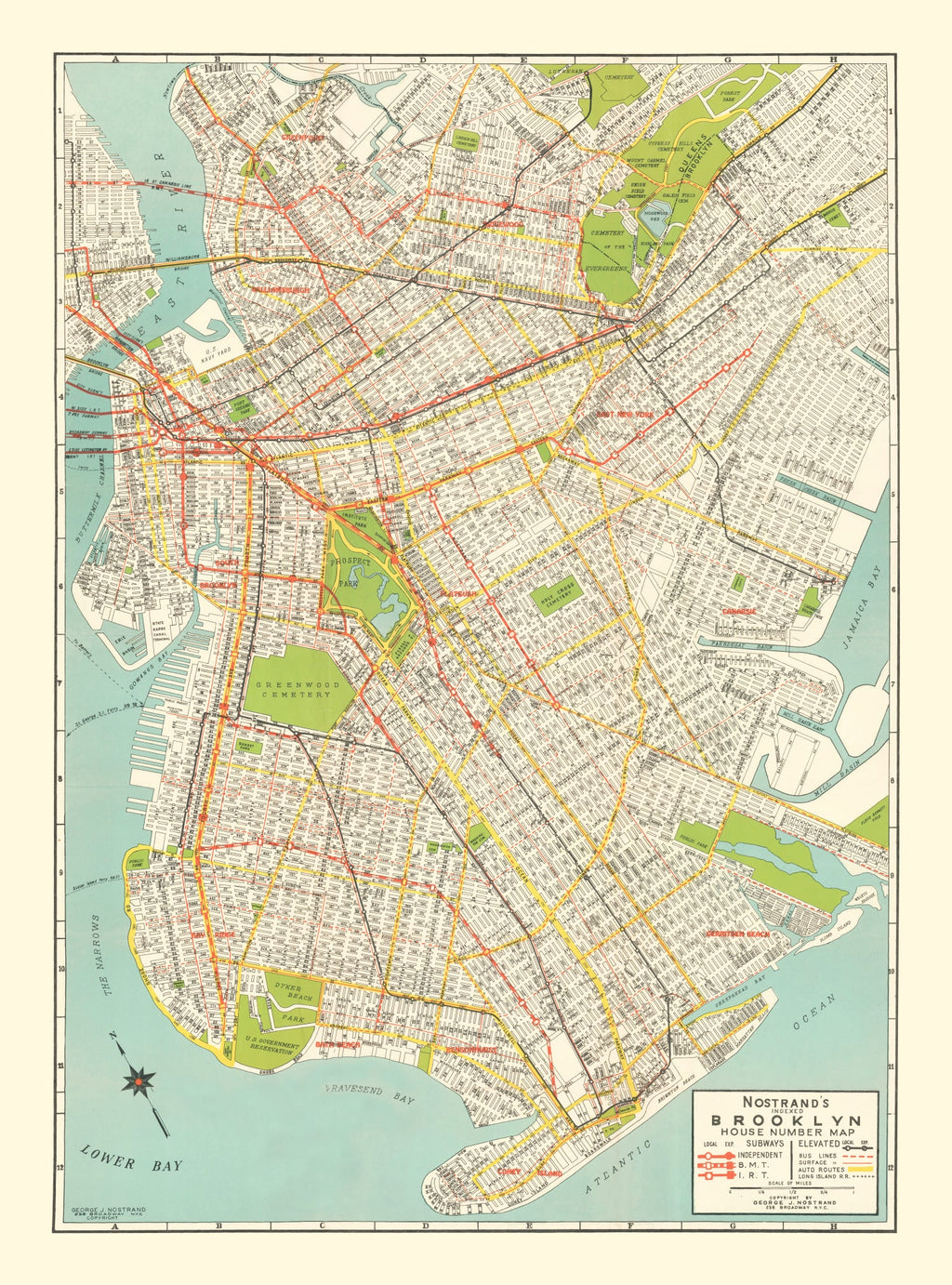 Vintage Map of Brooklyn, New York 1934