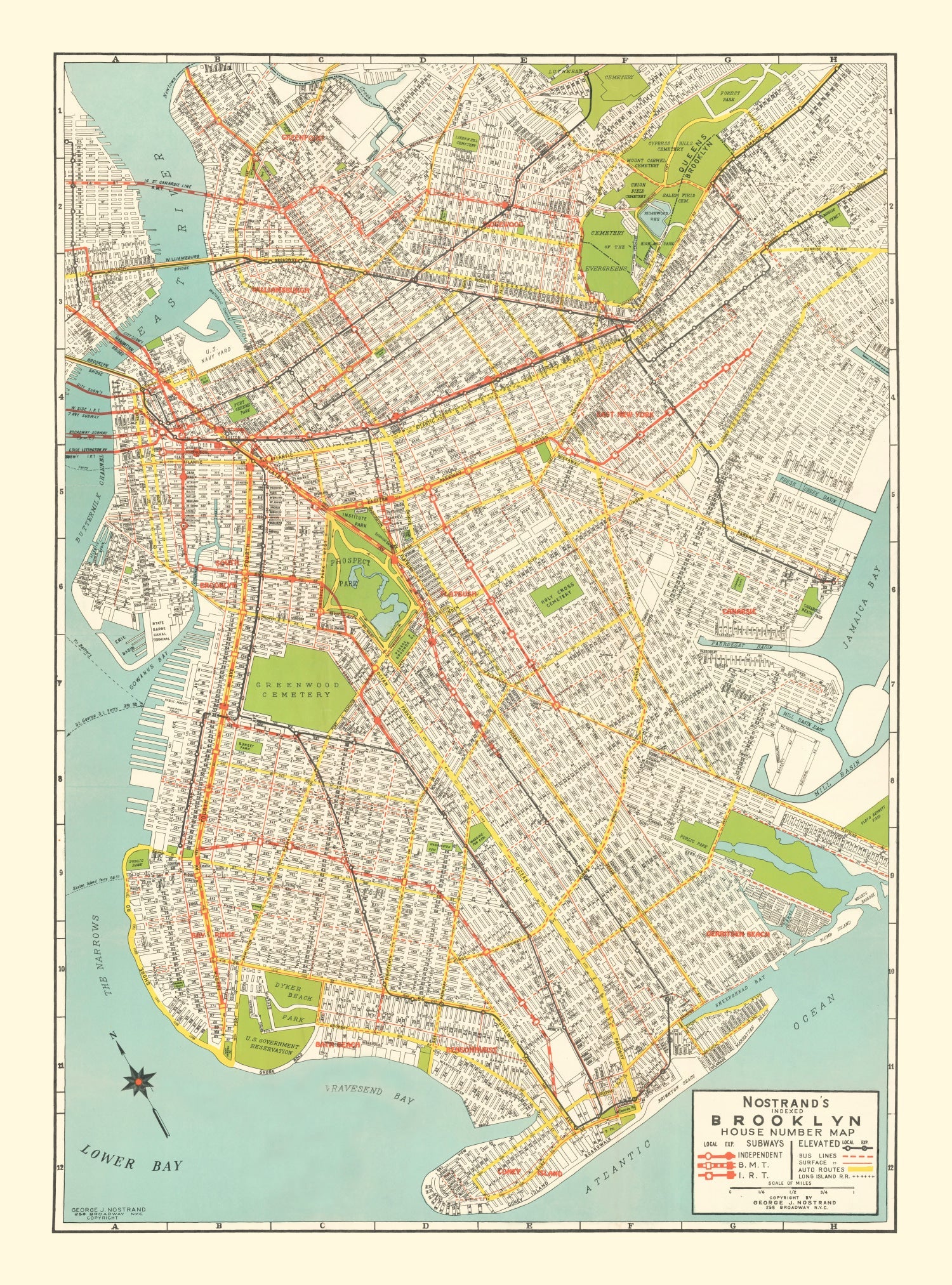 Vintage Map of Brooklyn, New York 1934
