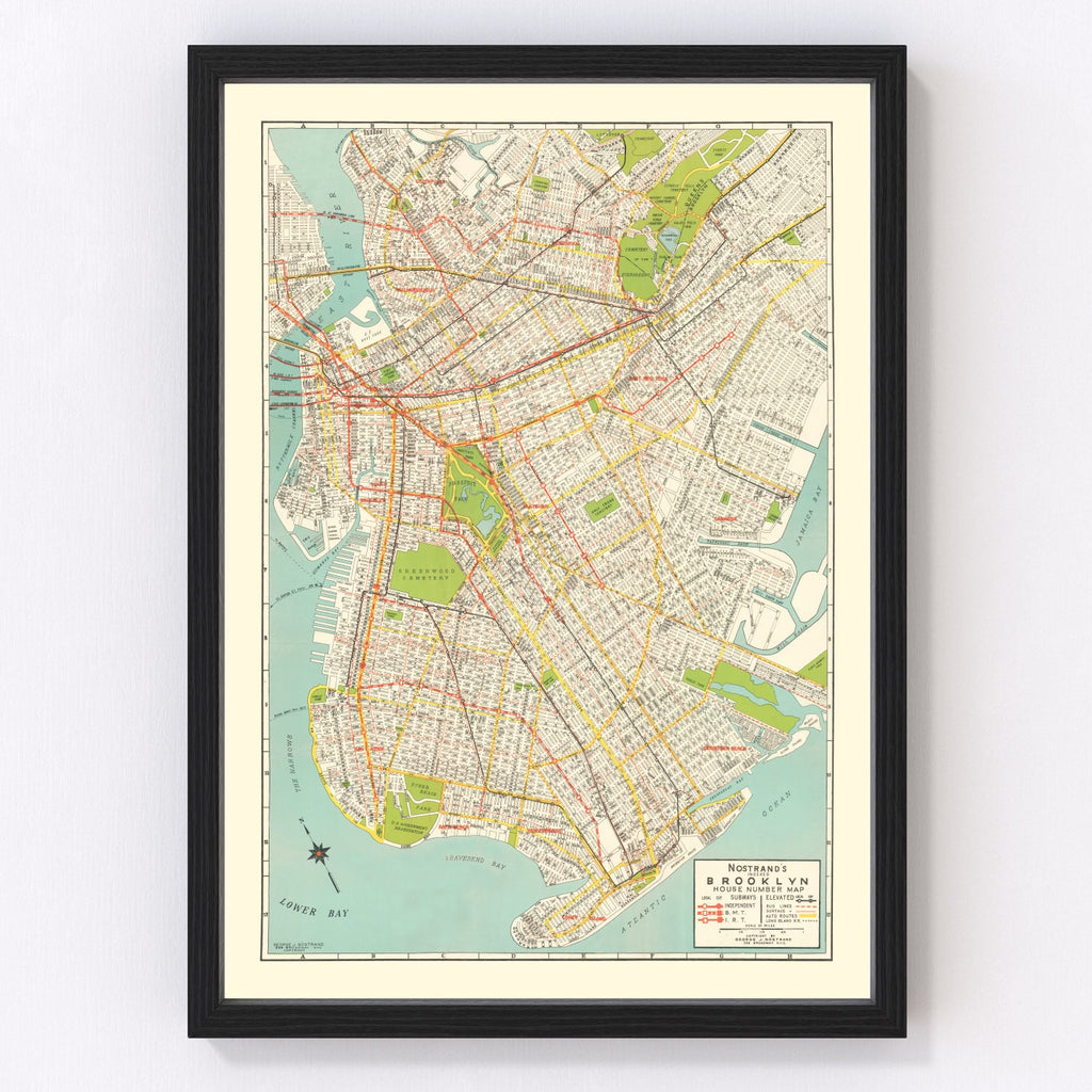 Vintage Map of Brooklyn, New York 1934