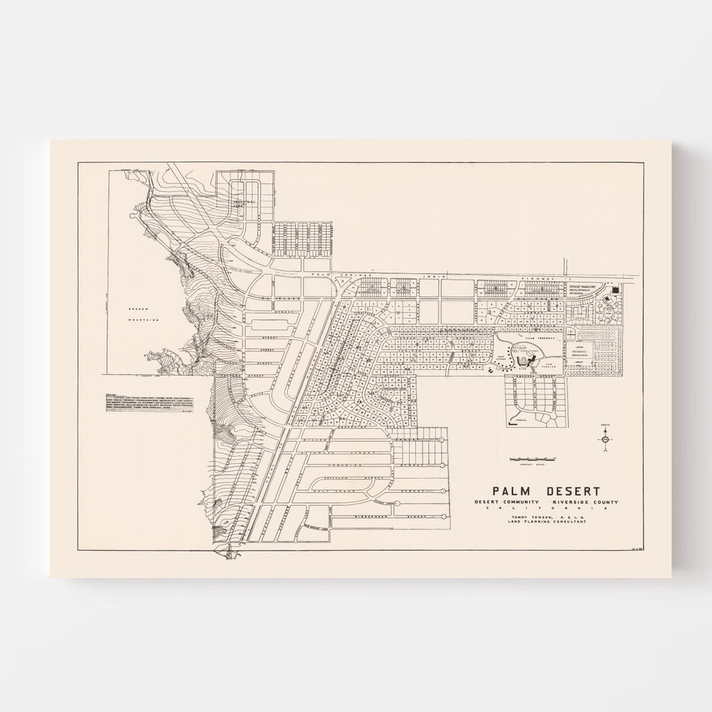 Vintage Map of Palm Desert, California 1946