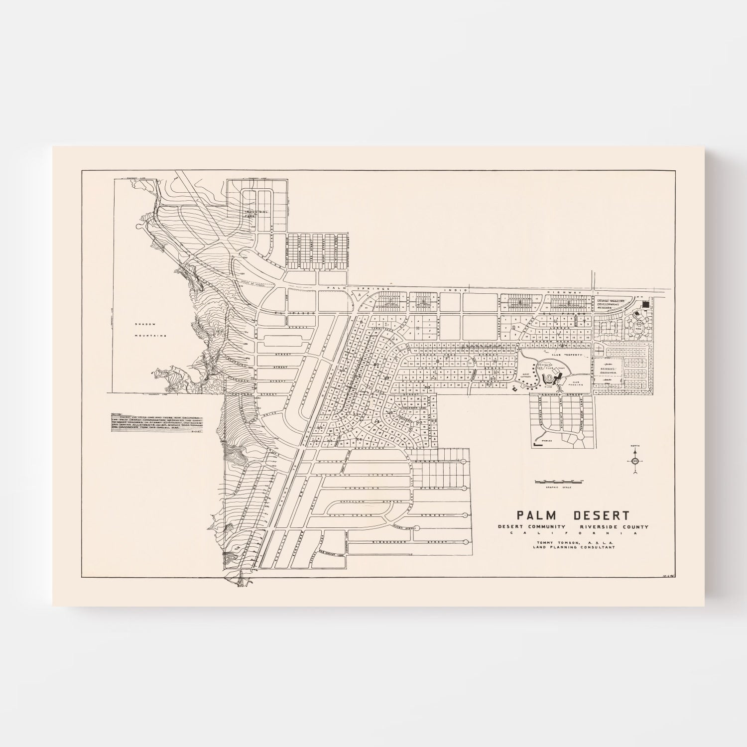 Vintage Map of Palm Desert, California 1946