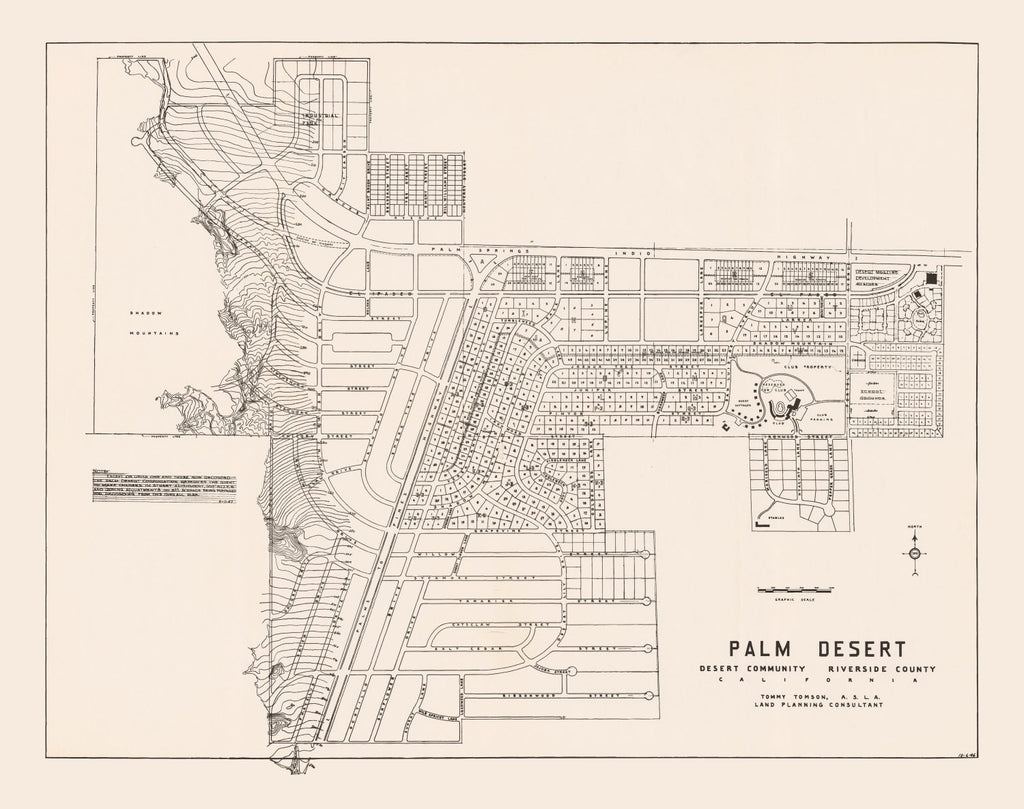 Vintage Map of Palm Desert, California 1946