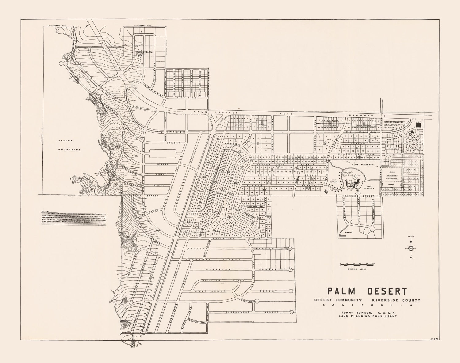 Vintage Map of Palm Desert, California 1946