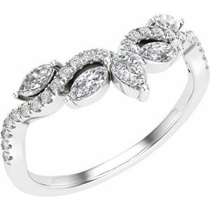 14K White 1/2 CTW Natural Diamond Contour Band