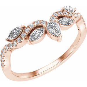 14K Rose 1/2 CTW Natural Diamond Contour Band