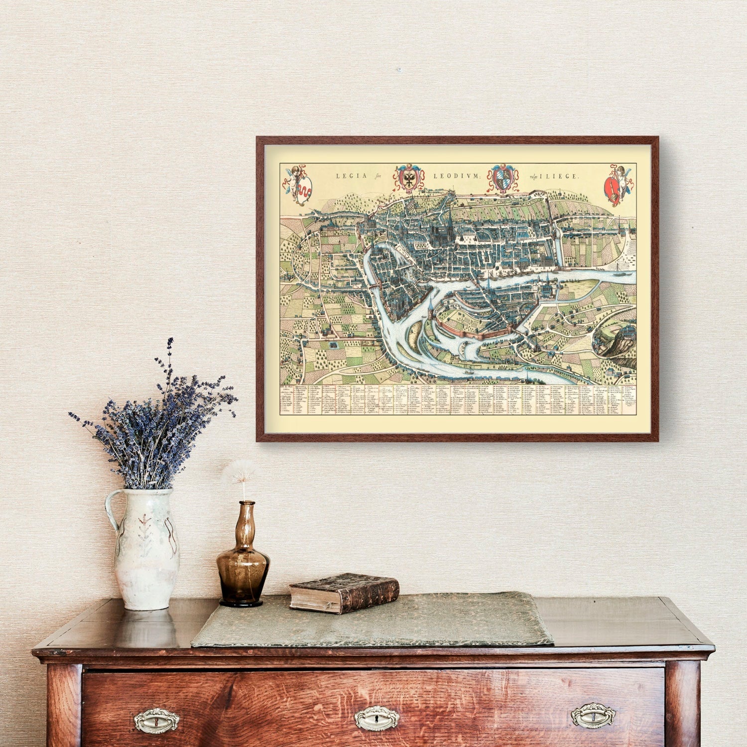 Vintage Map of Liege, Belgium 1649