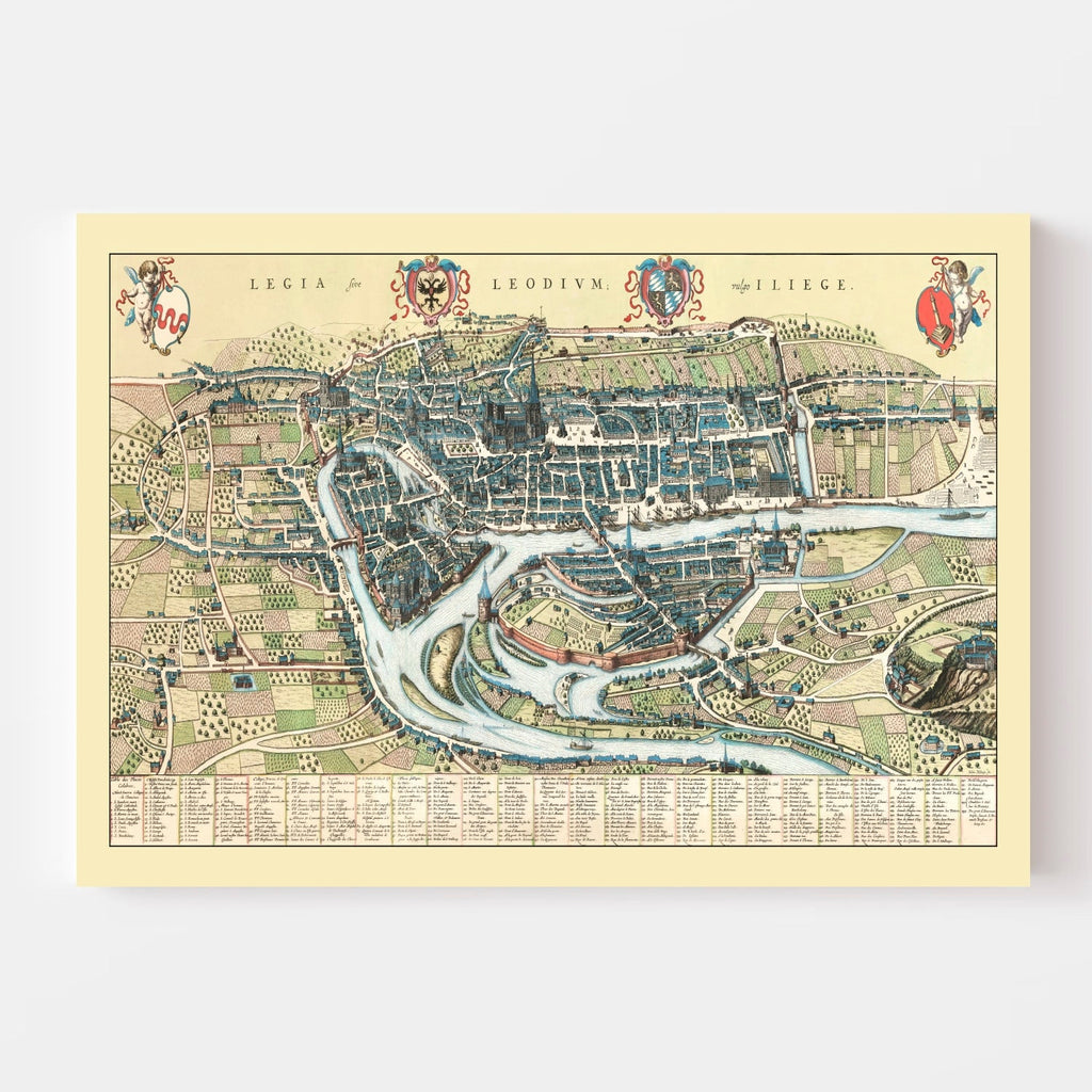 Vintage Map of Liege, Belgium 1649