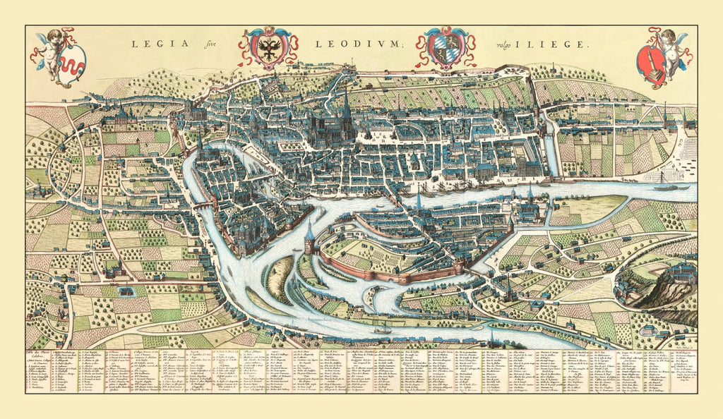 Vintage Map of Liege, Belgium 1649