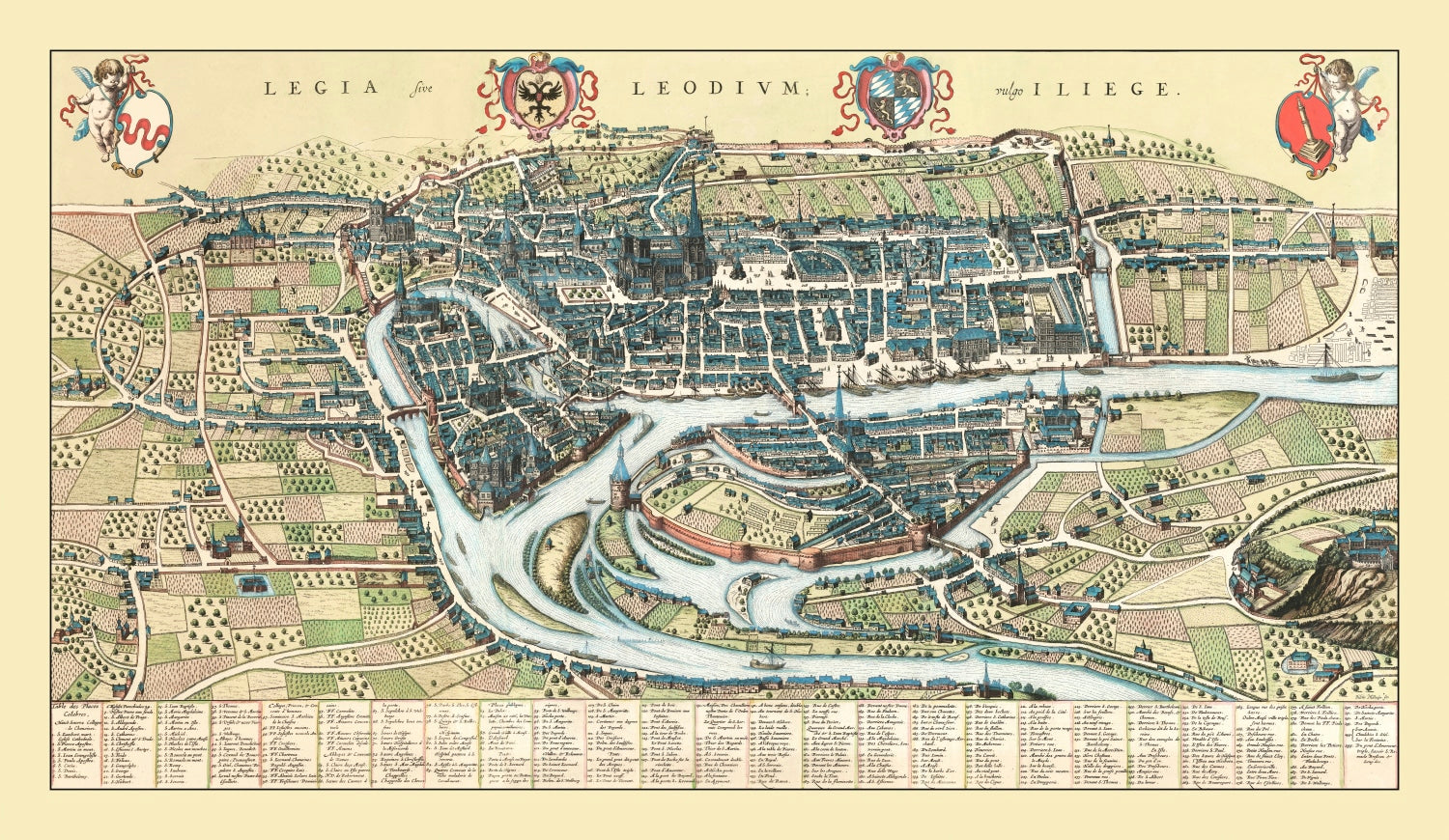 Vintage Map of Liege, Belgium 1649