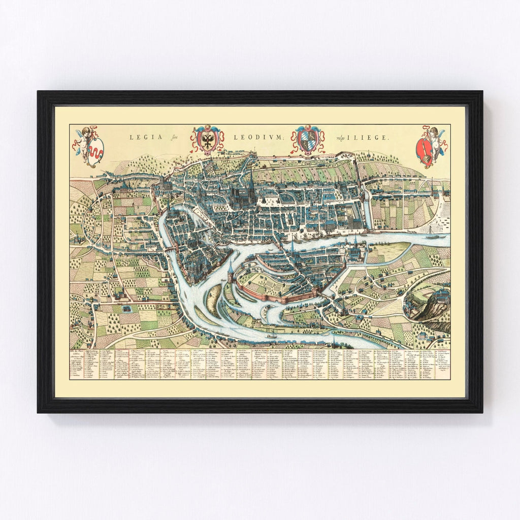Vintage Map of Liege, Belgium 1649