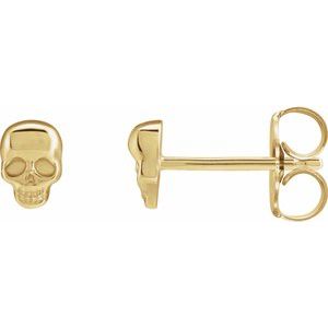 14K Yellow Skull Earring
