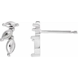 Platinum Marquise Accented Right Nature Earring Mounting