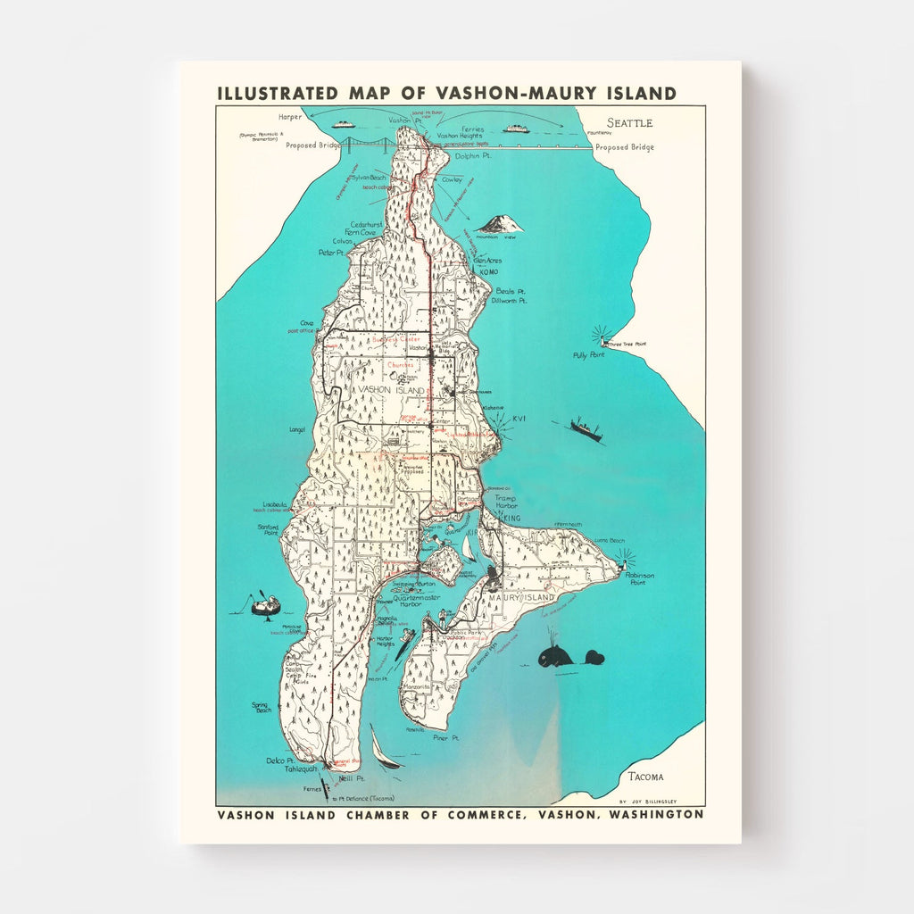 Vintage Vashon-Maury Island Map 1955