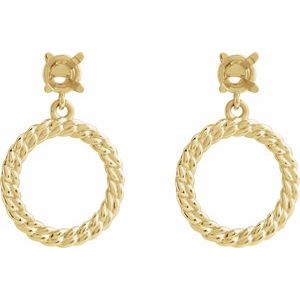 14K Yellow Gold 4 mm Round Chain Link Earring Mounting – image 2