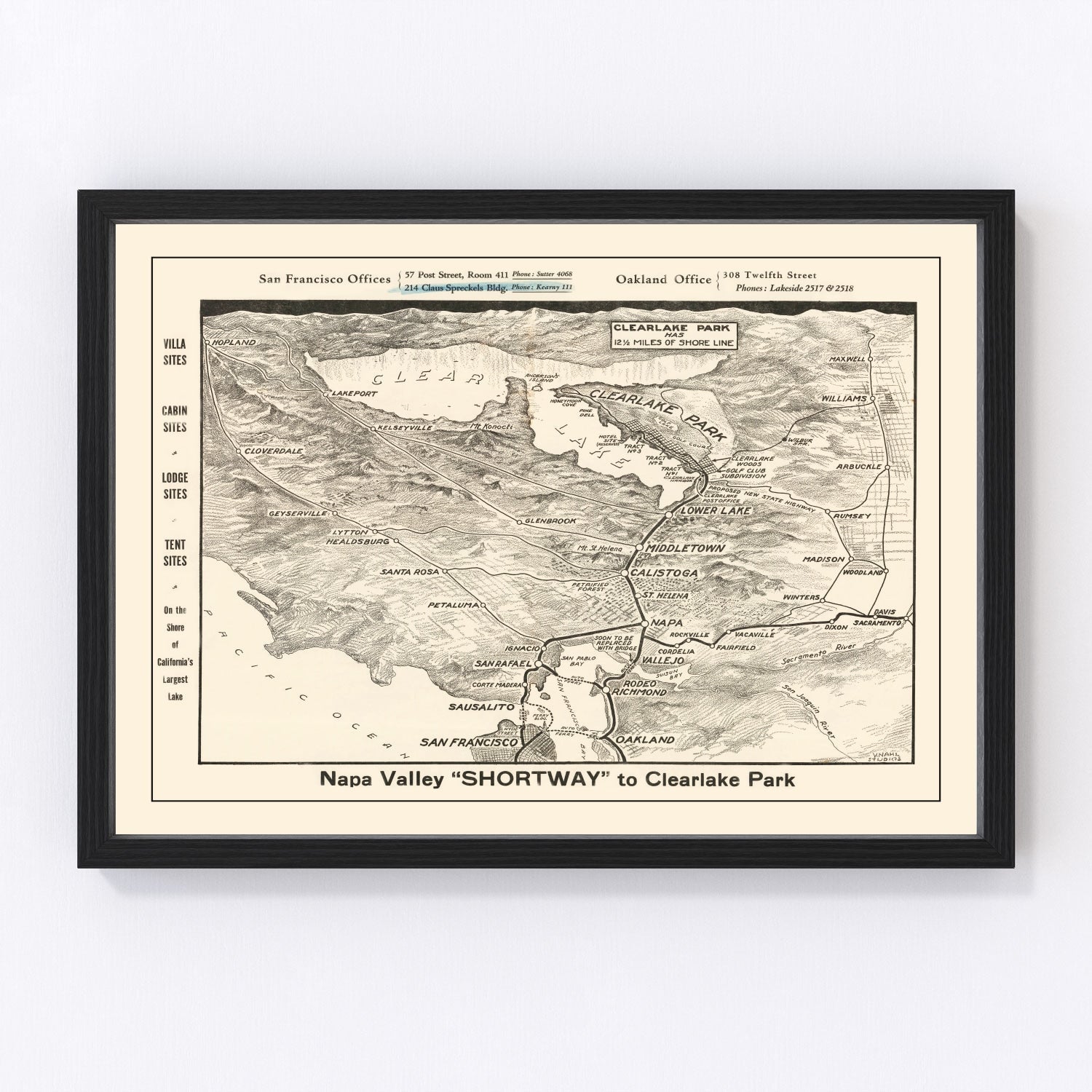 Vintage Napa Valley Map 1927