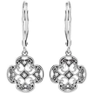 14K White Gold .07 CTW Natural Diamond Lever Back Earrings