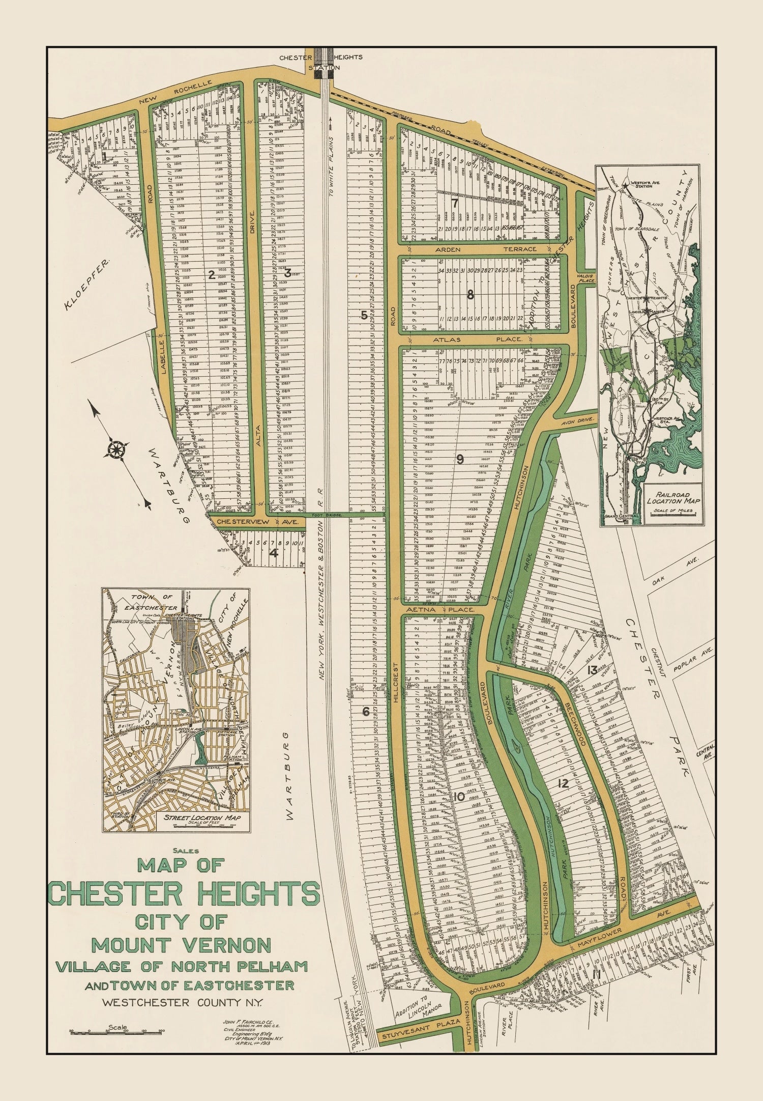 Vintage Chester Heights Mount Vernon Map 1913