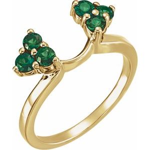 14K Yellow Natural Emerald Wrap-Style Enhancer Ring
