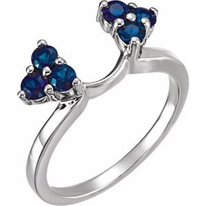 14K White Natural Blue Sapphire Wrap-Style Enhancer Ring