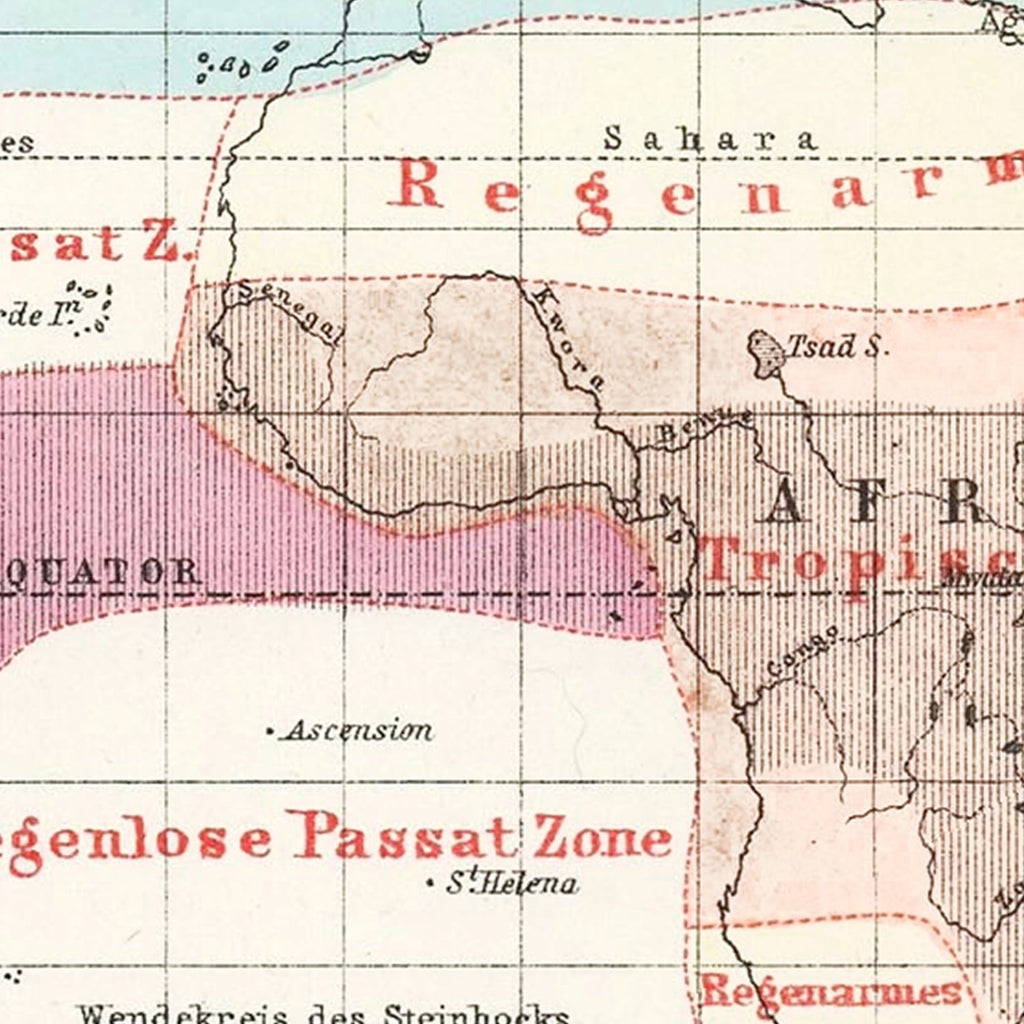 Vintage Climate Map of the World 1874